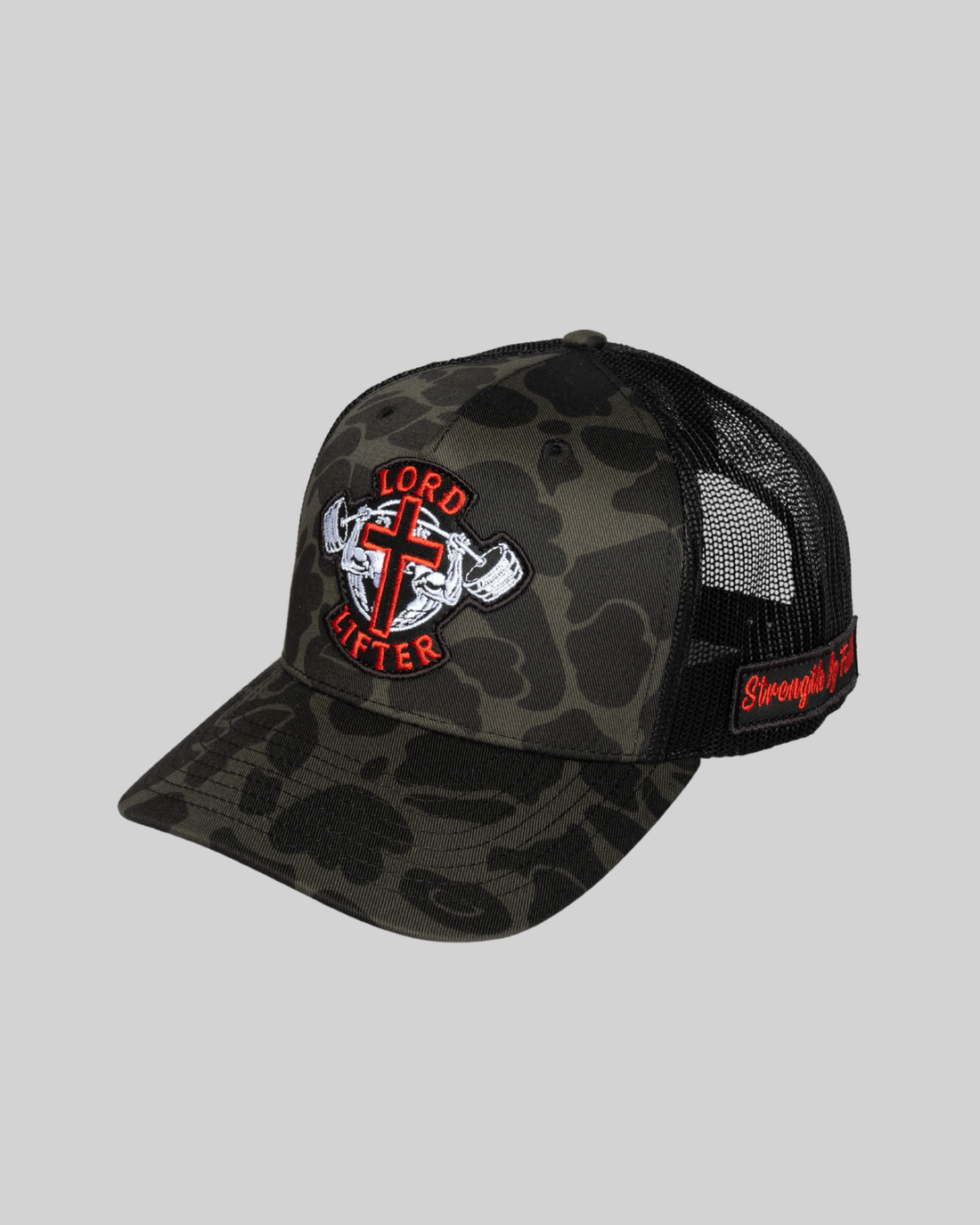 STRENGTH BY FAITH Camouflage Trucker Hat