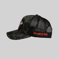 STRENGTH BY FAITH Camouflage Trucker Hat