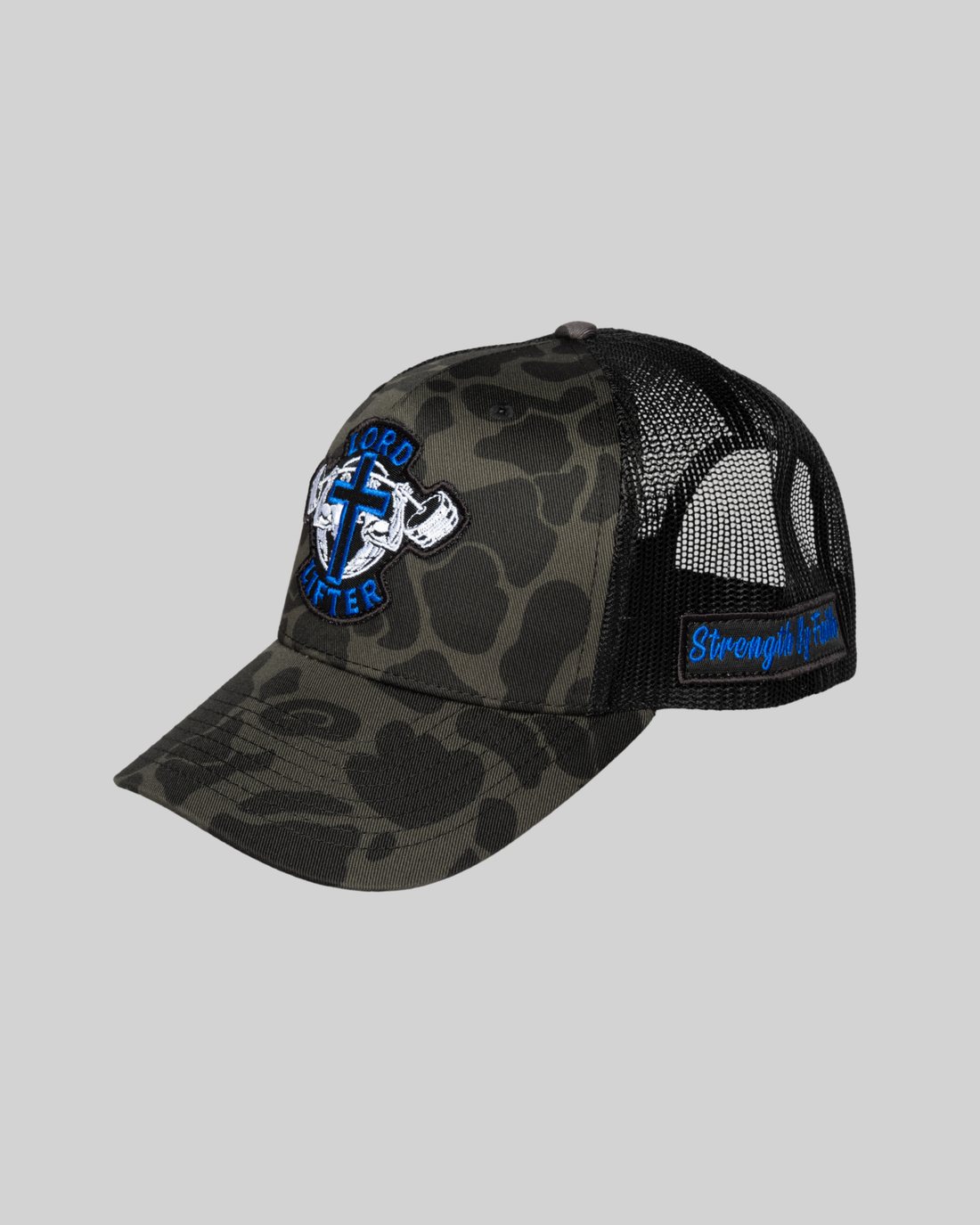 STRENGTH BY FAITH Camouflage Trucker Hat